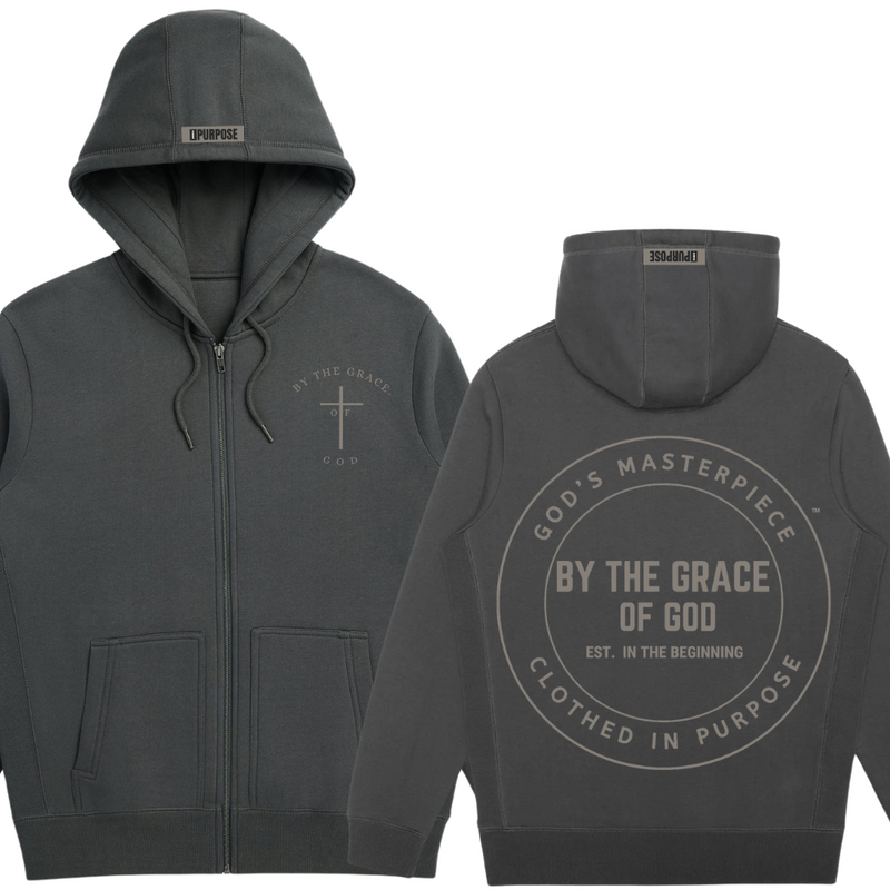 By The Grace - Zip-up Hoodie - 100% Certified Organic Cotton (XS-3XL)